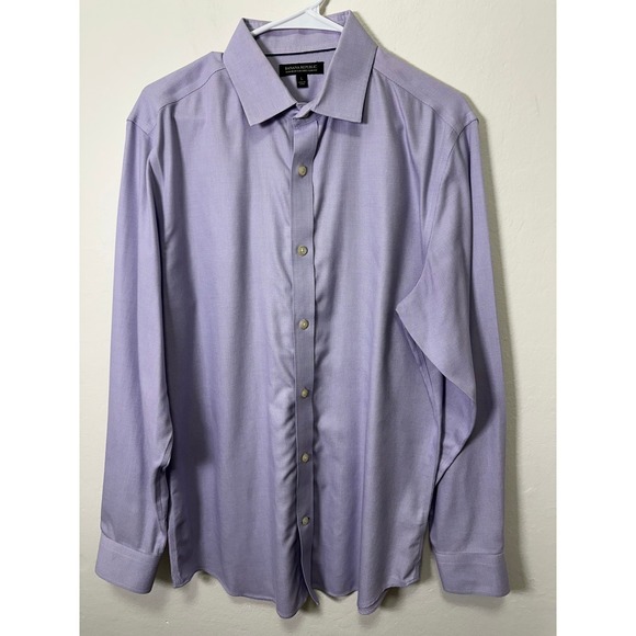 Banana Republic Mens Purple Button Down Shirt Tailored Slim Fit Long Sleeve Sz L - Picture 2 of 9